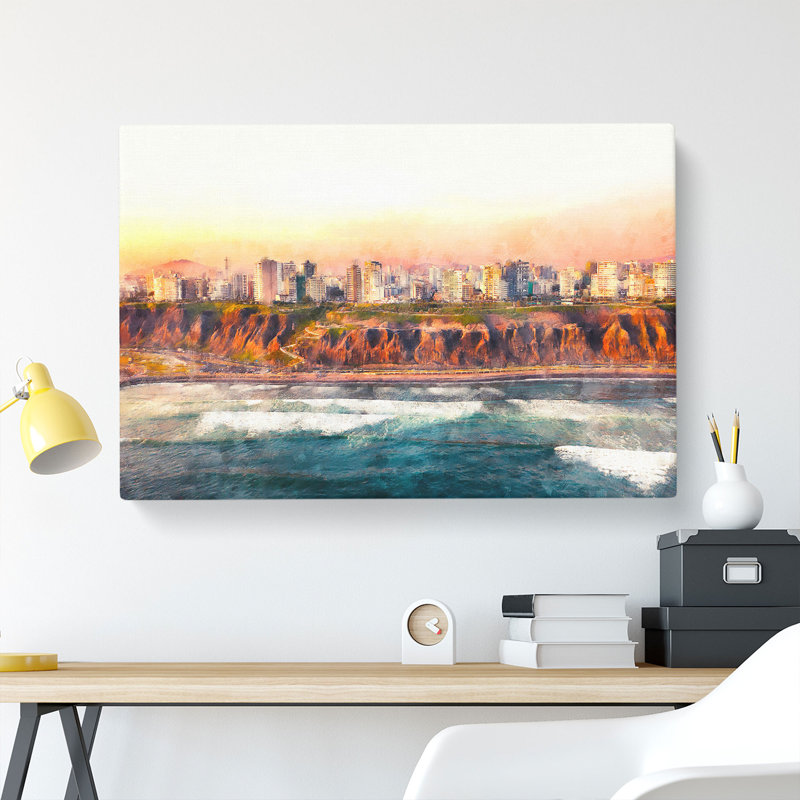 Lima Skyline In Peru - Wrapped Canvas Painting, 50cm H x 76cm W x 3cm D