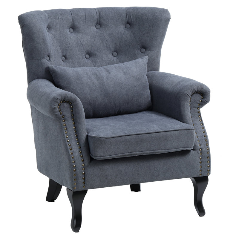 Trowbridge Upholstered Wingback Chair, Grey Velvet