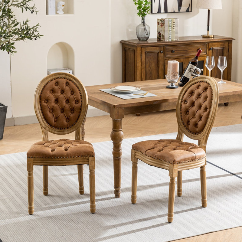 2 chaises de salle à manger orange antique, Orange