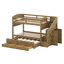 Lit simple superposé simple avec lit gigogne, trois tiroirs de rangement, escalier de rangement et garde-robe Solution idéale pour économiser de l'espace-1023995704