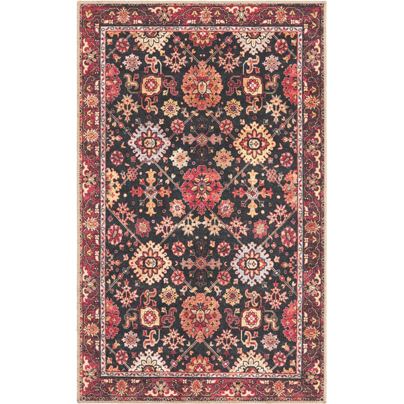 Tapis noir Aucun Hinkley, Rectangle 3 pi 6 po x 5 pi 6 po