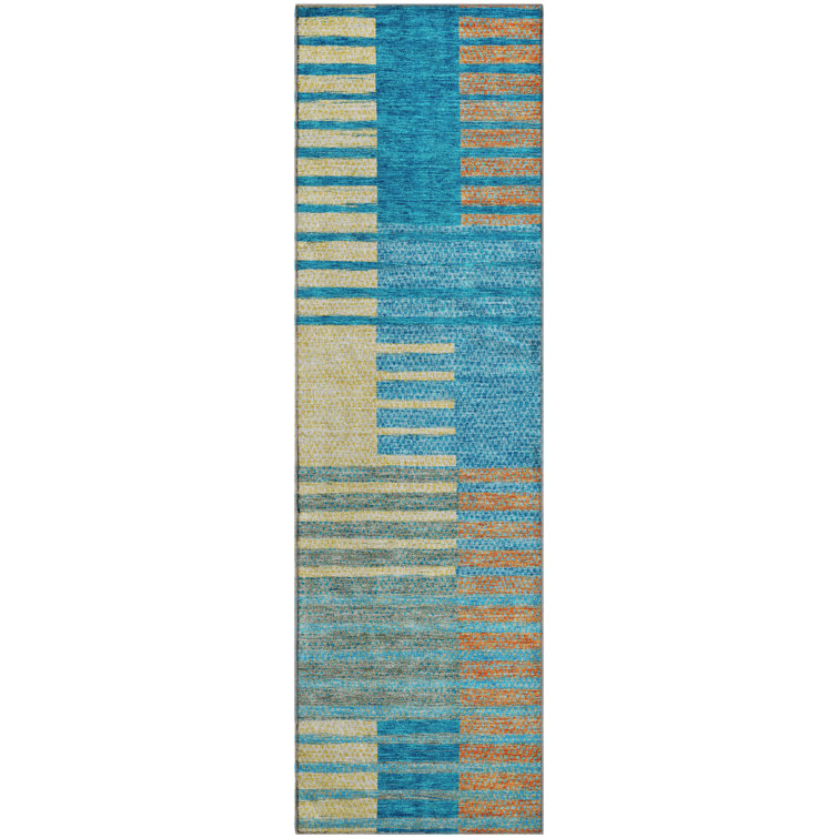 Premium Machine Washable Prisco Teal Rug
