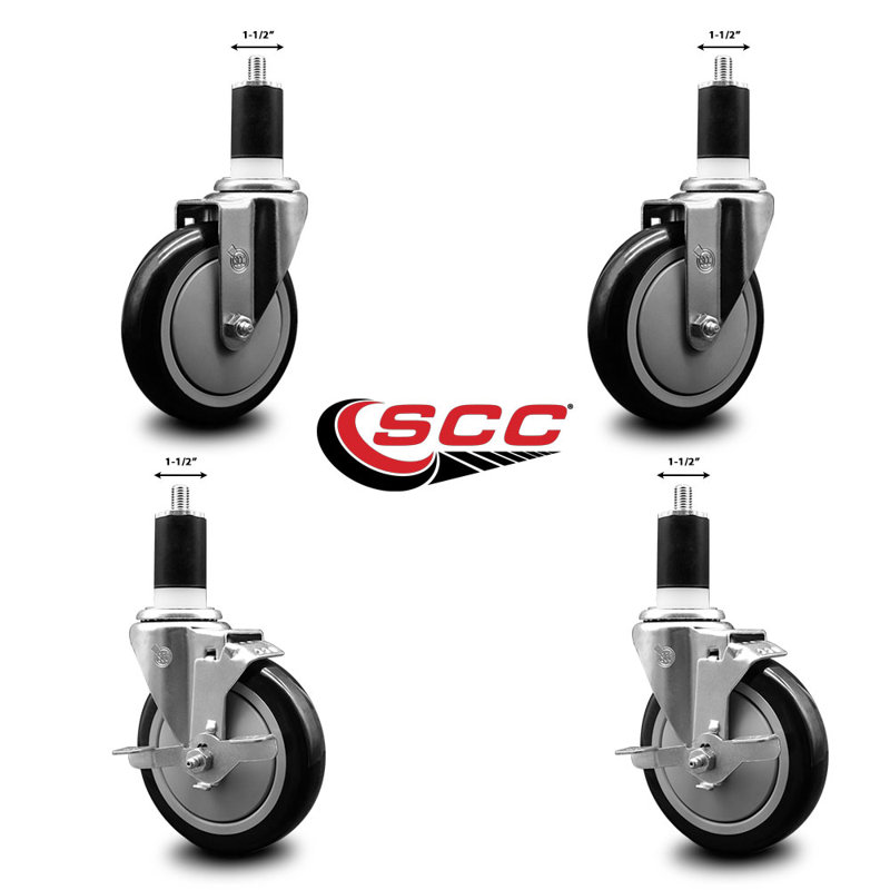 Jeu de roulettes extensibles en poly pivotant sur roues pivotantes 1-1 / 2 pouces 2 pouces SCC