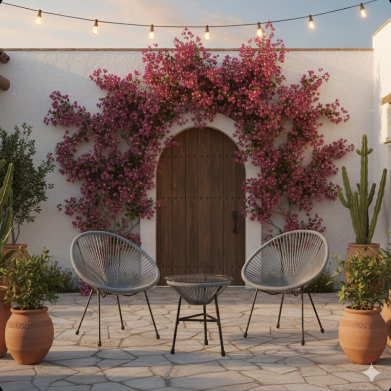 3-Piece Acapulco Wicker Patio Bistro Set With 2 Gray Chairs & Glass Table, Gray