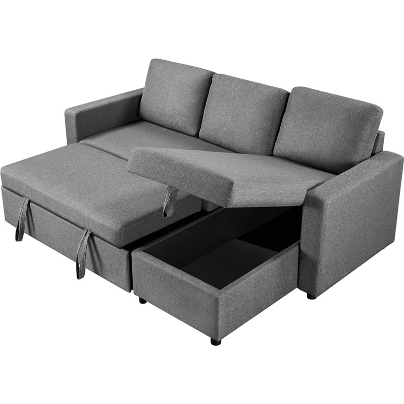 Moda Form 3-Seater L-Shaped Sofa Bed, Convertible Corner Sofa with Reversible Chaise & Pull Out Trundle Bed  for Small Living Rooms, Apartments