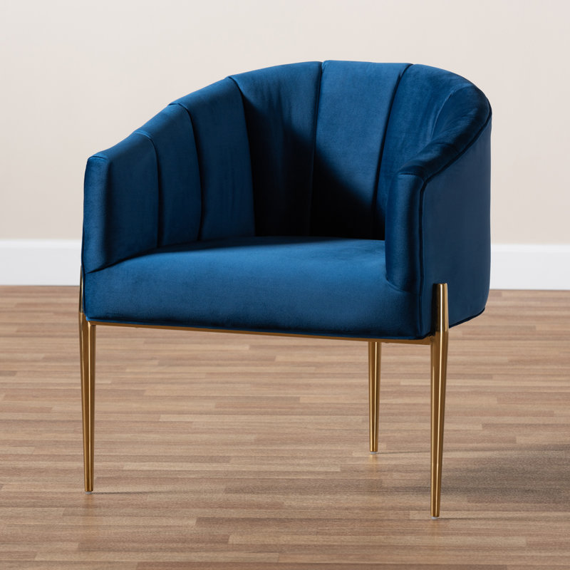 Velvet Barrel Chair, Navy Blue