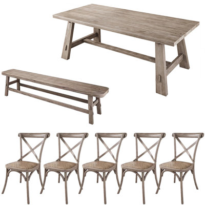 American country retro solid wood dining table set