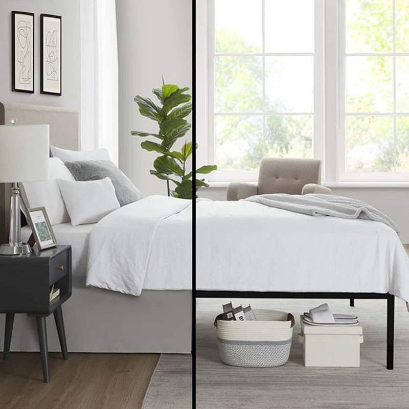 Light Gray Polyester Queen Split Corner Bedskirt