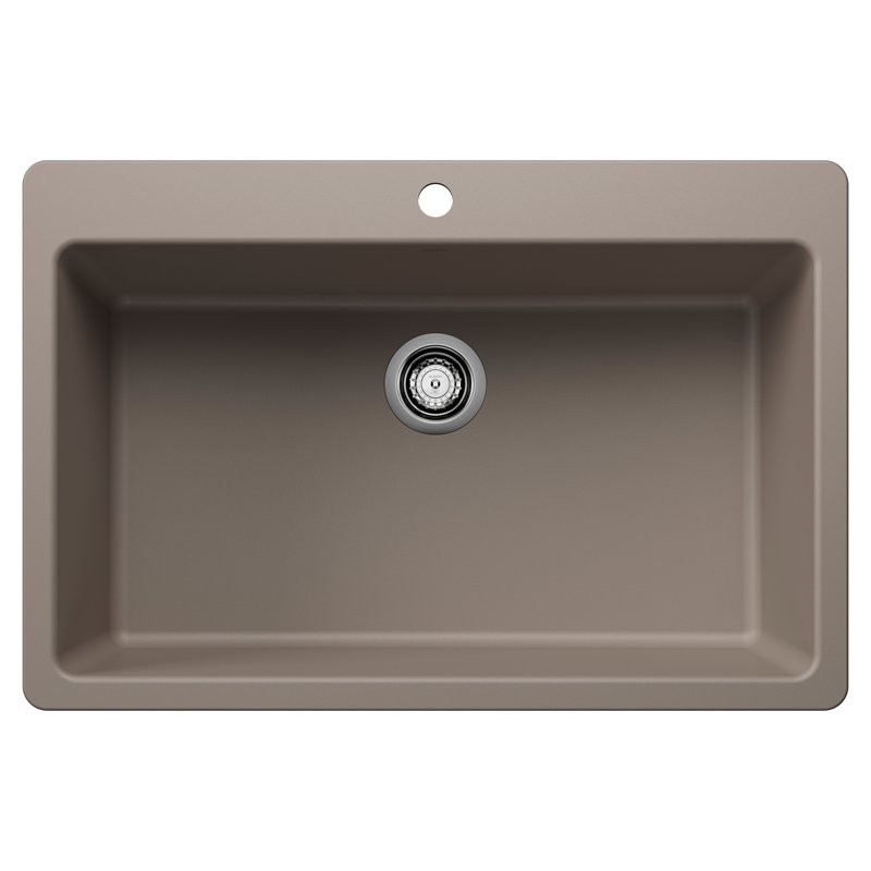 Liven Silgranit 33" Super Single Dual Mount Kitchen Sink - Truffle, Truffle
