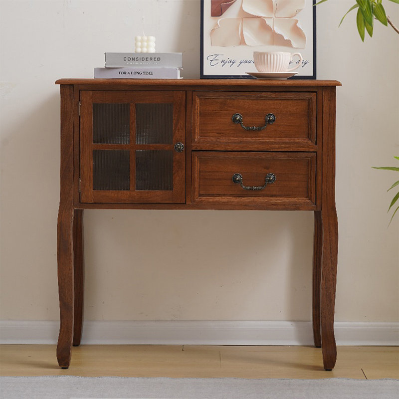 Light walnut Solid Wood Rectangular Console Table
