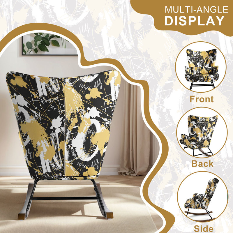 Cyra Rocking Chair, Black/Yellow Text