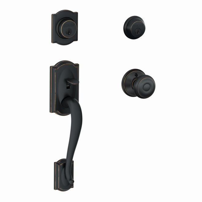 Georgian Handleset with Double Cylinder Deadbolt and Callington Door and Rosette
