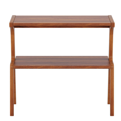 Table de bout en bois massif de style Mid-Century moderne de 27,56 po - Table d'appoint de style maison de campagne étroite avec tablette de rangement à 2 niveaux, table de chevet élégante et table d'appoint