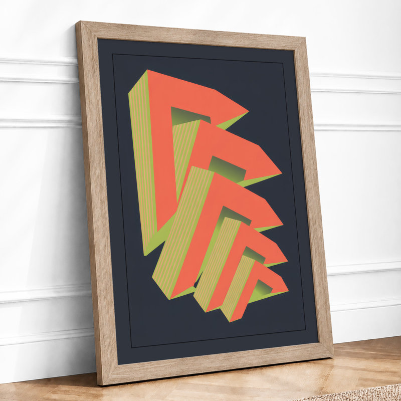 Ascending Arrows Geometric - Framed Print, Oak, A4 - 29.7 x 21.0 cm