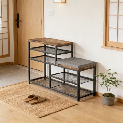 Range-chaussures autoportant avec coussin de siège, range-chaussures à 5 niveaux et banc d'entrée pour le couloir, le placard et la porte d'entrée