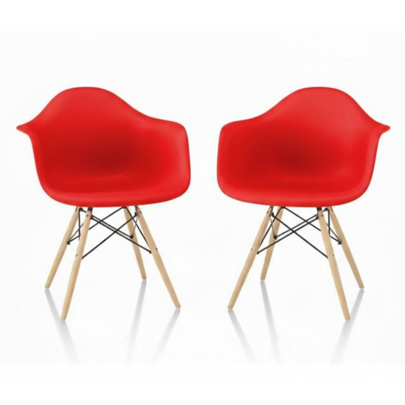 Chaise de salle à manger en plastique, Rouge