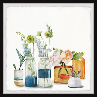 Flowers In Colourful Vases by Parvez Taj - Single Picture Frame Painting