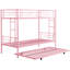 Lit superposé en métal avec lit gigogne rose - option de chambre à coucher moderne, économise de l'espace efficacement, structure en acier pour la durabilité, performance silencieuse et stable, grande capacité de charge, sécurité des escaliers sécuritaires, lit simple