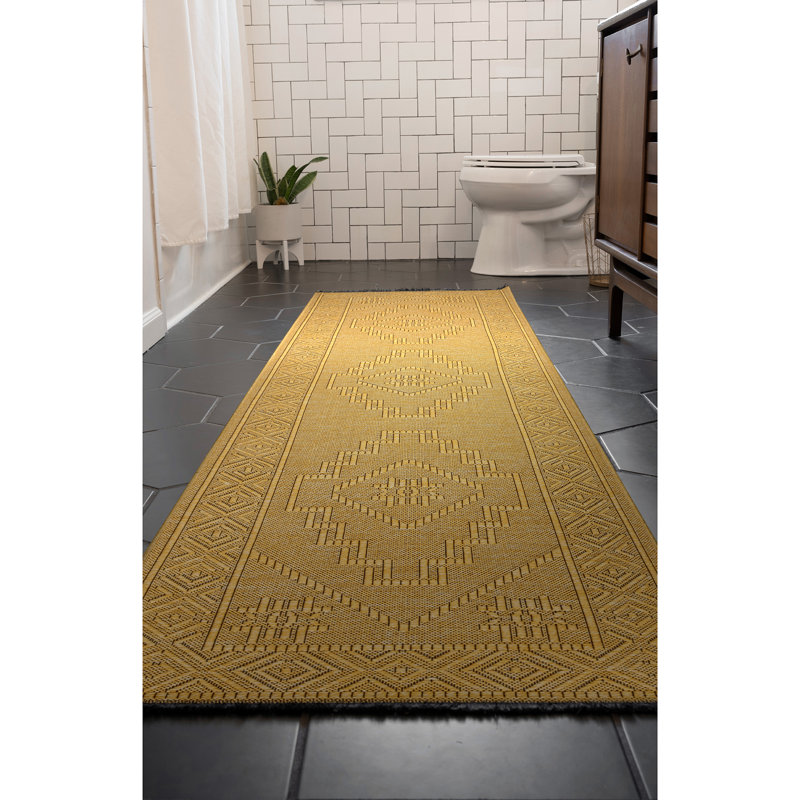 Brenly Moroccan Machine Washable Non Skid Indoor Area Rug - Gold, Runner 2'3" x 7'7"