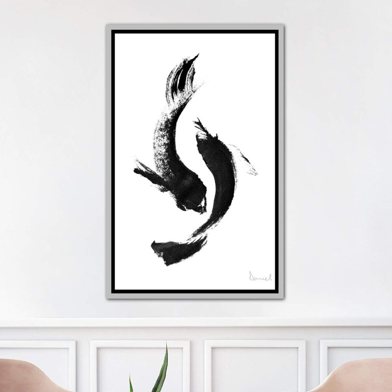 « Koi » par Dan Hobday-impression, H 26 po x l 18 po x P 1,5 po, Toile avec cadre argenté