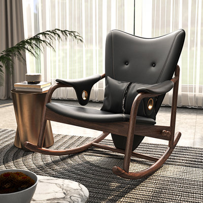Chaise berçante rétro en similicuir rétro