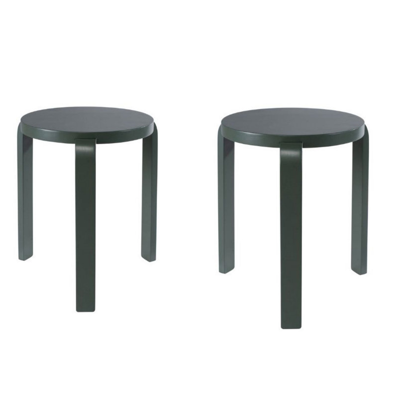 Tabouret empilable Mata, ensemble de 2, vert mousse moderne espagnol, Vert mousse espagnol
