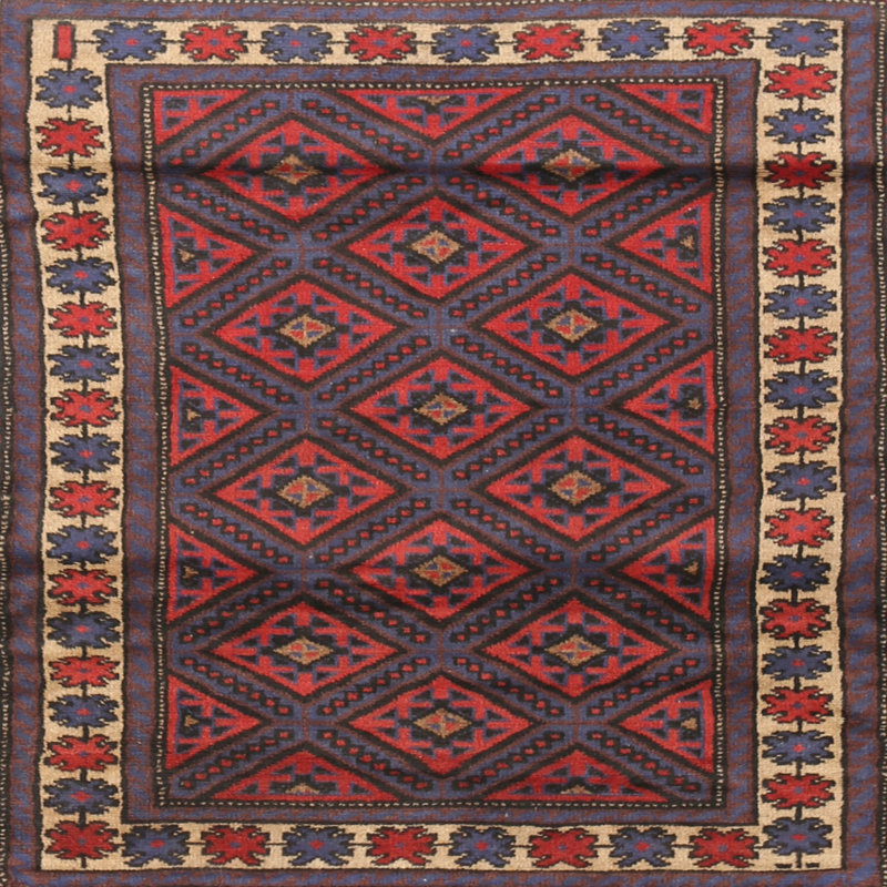 Tapis brun / bleu Southwestern, Rond 8 pi