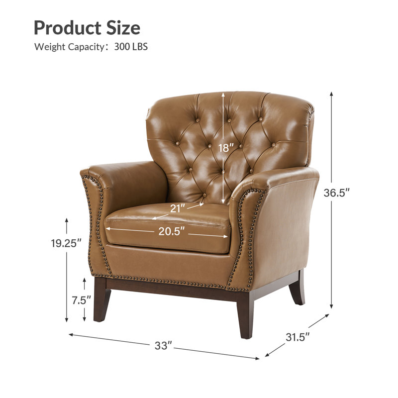 Fauteuil Dilane, Cuir véritable chameau