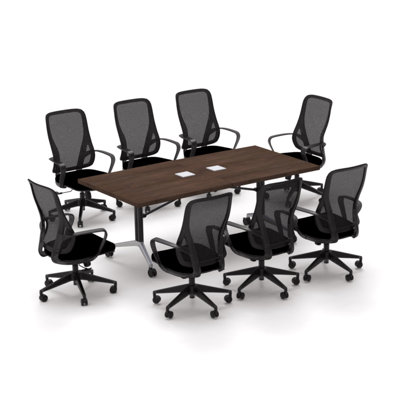 Albin 8 Person Conference Meeting Table with 8 Chairs Complete Set by The Twillery Co.