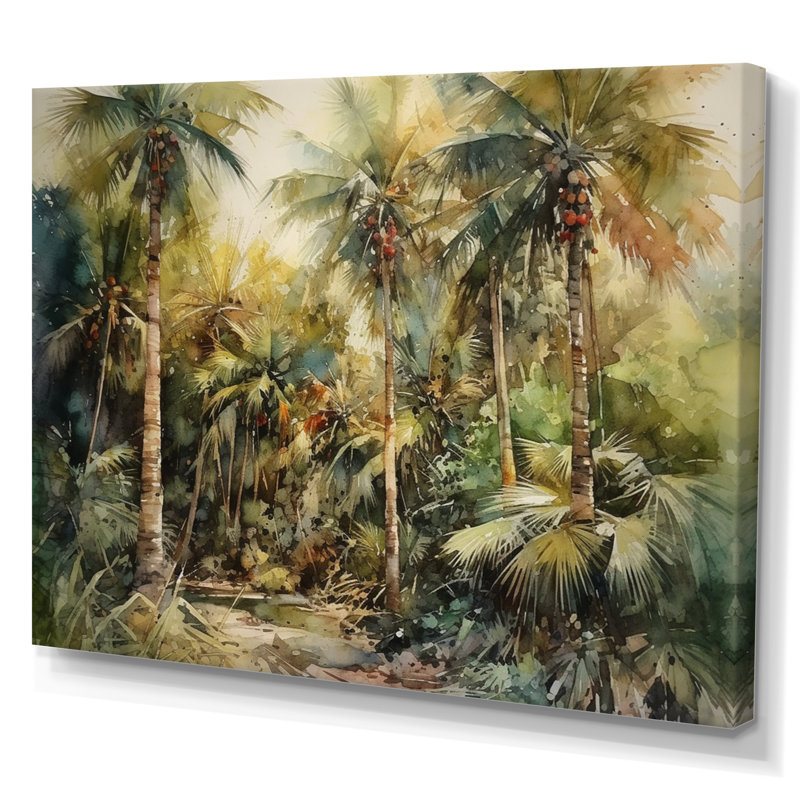 Green Palm Tree Paradise IV, reproduction d'art sur toile, H 12 po x l 20 po x P 1 po, Toile tendue
