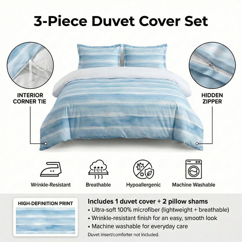 Ensemble de housse de couette Earthy Zen Garden I, Housse de couette pour grand lit et 2 taies décor
