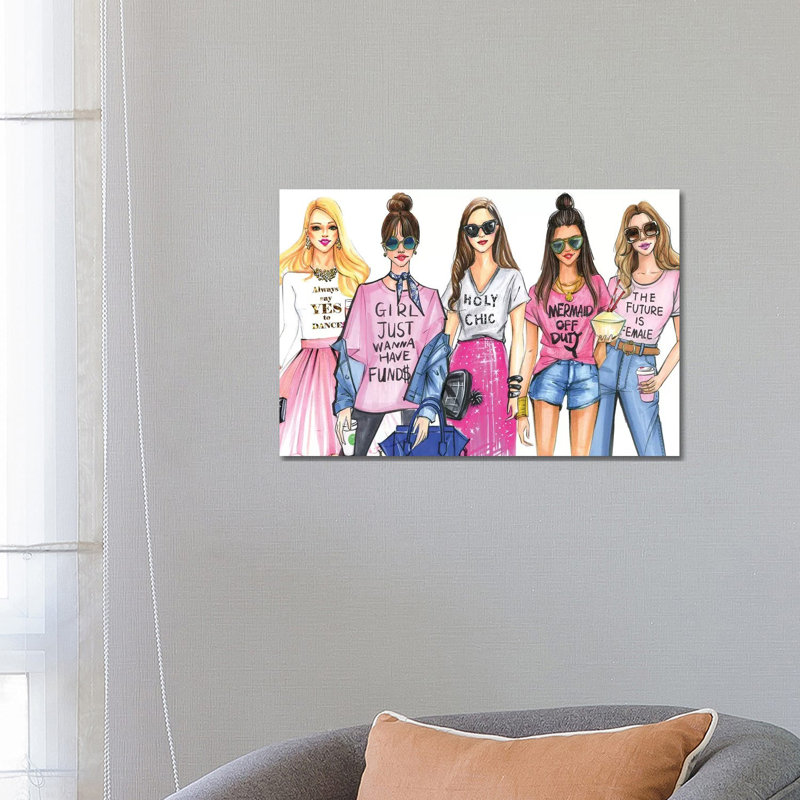 Fashionistas Love Pink by Rongrong DeVoe - Wrapped Canvas Print, 66.04 cm H x 45.72 cm W x 1.91 cm D