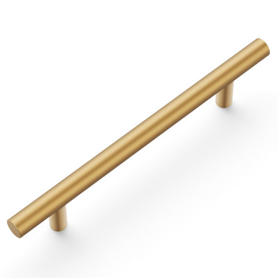 Heritage Designs Round Bar Pull - 5-1/16" Center to Center Cabinet Pull Brushed Brass - Contemporary Hardware for Drawers & Cabinets