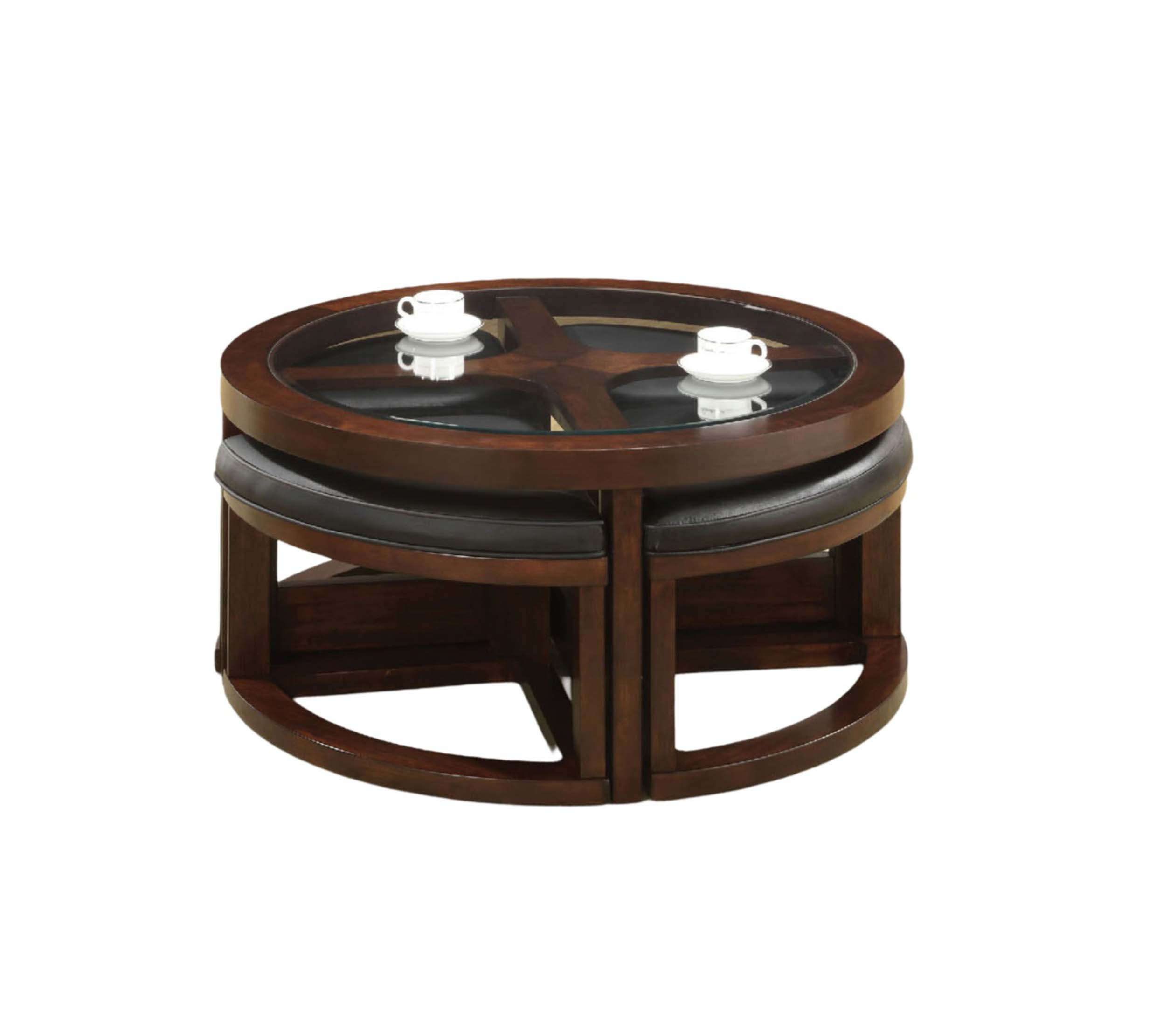 Hokku Designs Coffee Table Glass Insert Top Ottoman Included Table Set ...