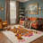 Verdant Animal Print Machine Washable Orange / Black / Beige Indoor Area Rug with Non-Slip Backing-485126489