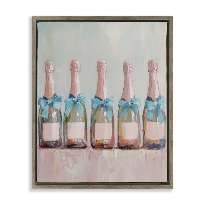  Cadre flottant bleu bouteille de champagne, design par Petal Prints Design, H 21 po x l 17 po