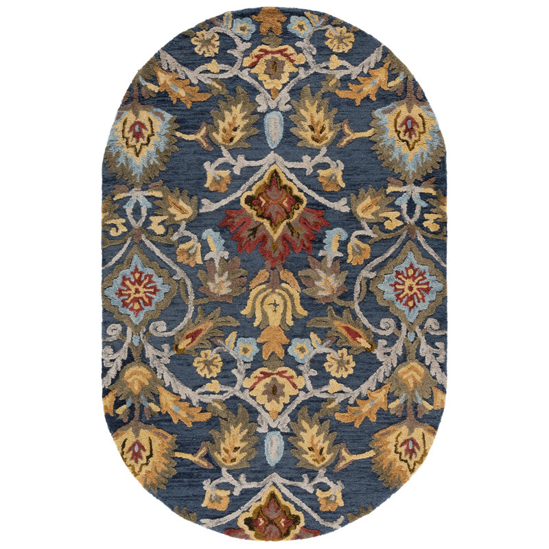 Ferrera Wool Floral Indoor Rug, Oval 5' x 8'
