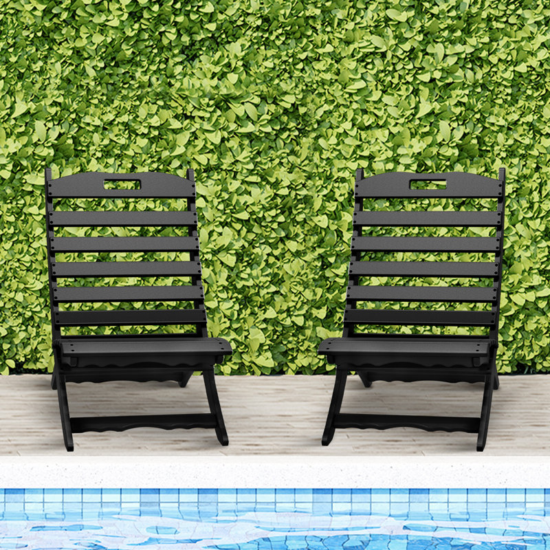 Alexeya Foldable Outdoor Adirondack Chair, Black