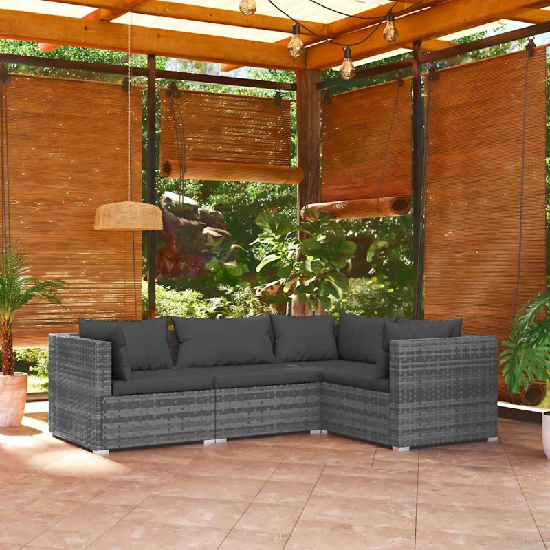 Ensemble de canapé de jardin modulaire en rotin PE