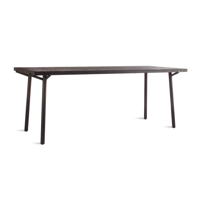Branch Oak Solid Wood Top Dining Table, 33" W x 91" L, Black, Black Oak