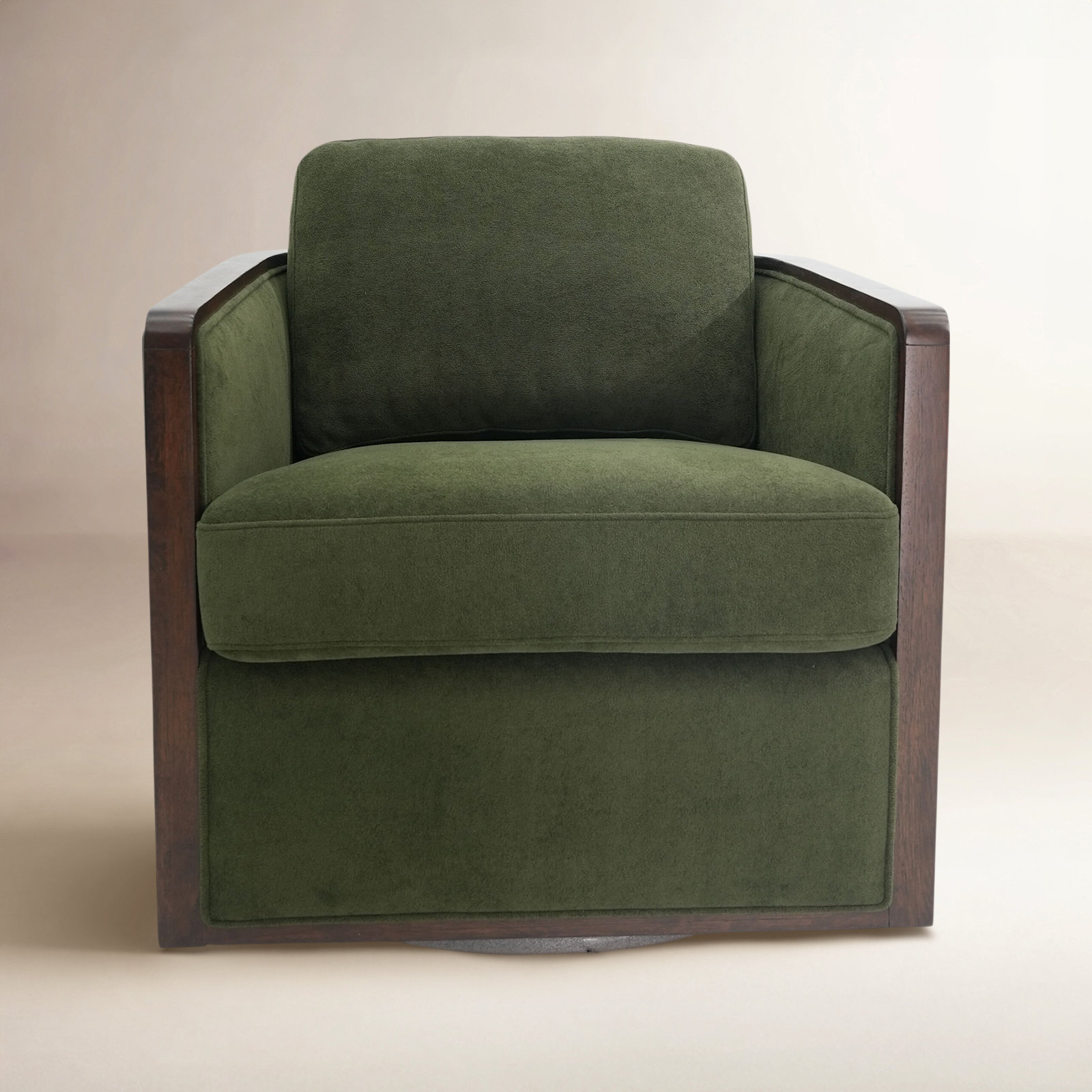 Clarisse Linen Swivel Armchair, Green