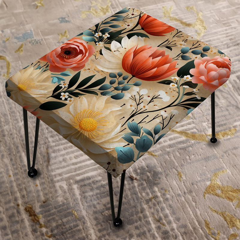 Playful Oasis Floral Pattern - Floral Rectangle Ottoman