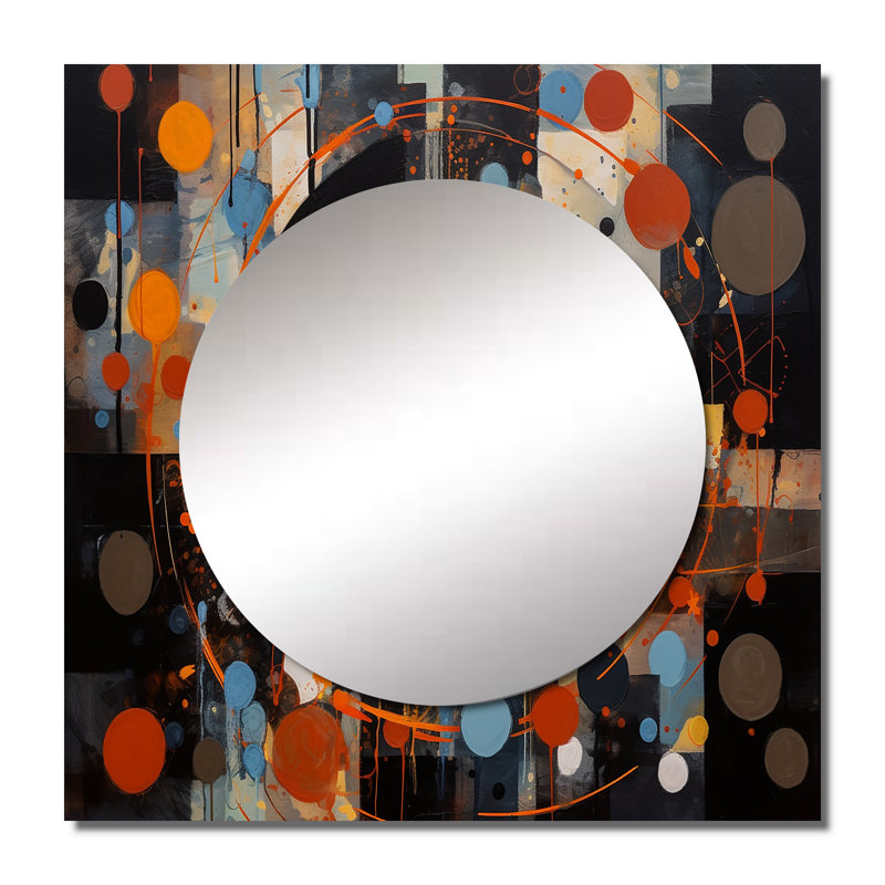 Chella - Miroir carré abstrait mural pour chambre à coucher, 36 po x 36 po