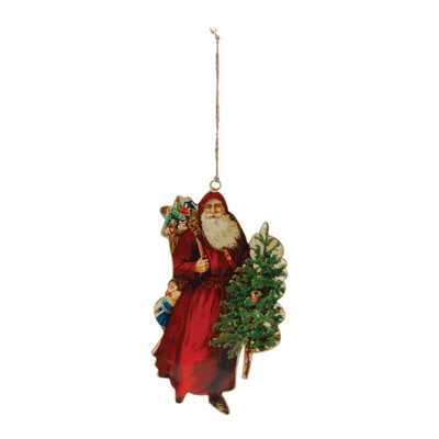 Vintage Metal Santa Ornament (Set of 6)