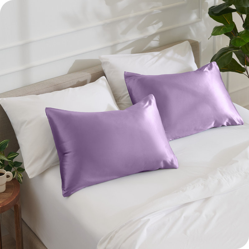Soft Poly Satin Pillowcase Set, Lavender, Standard Pillowcases