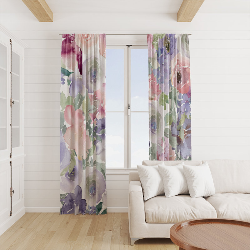 Panneau de rideau floral semi-transparent, L 20 po x L 82 po