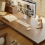 86.61" Tan Rectangular Solid Wood desk-109514486