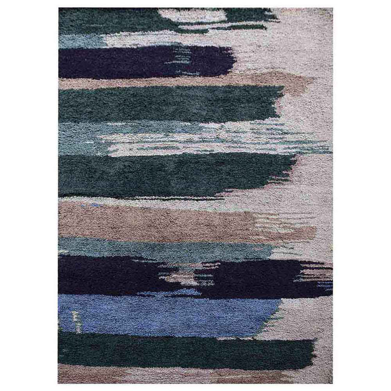 Premium Quality Abstract Multicolor Hand Knotted Silk Rectangle Indoor Area Rug, Rectangle 3' x 5'