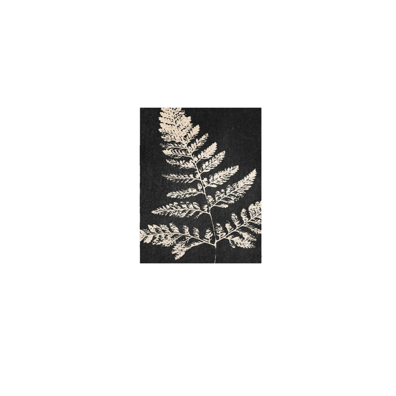 Forêt, forêt, fougère, fleur, plante, silhouette, art mural sur toile, 12 x 18, noir et blanc