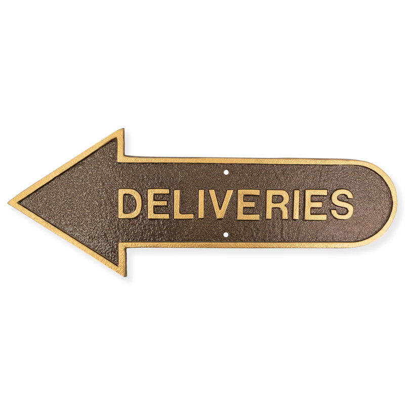 Plaque de déclaration de livraison 6 "x 15,5" flèche gauche - bronze martelé, Bronze martelé